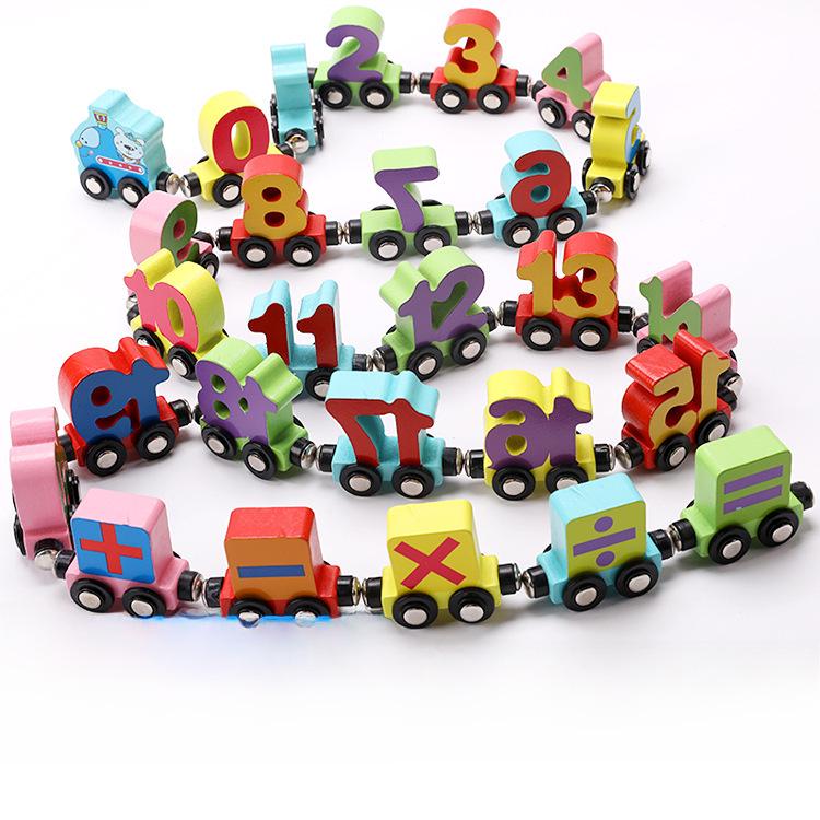 Magnetic Wooden Train with Letters & Numbers - Educational Toy for Ages 1-3