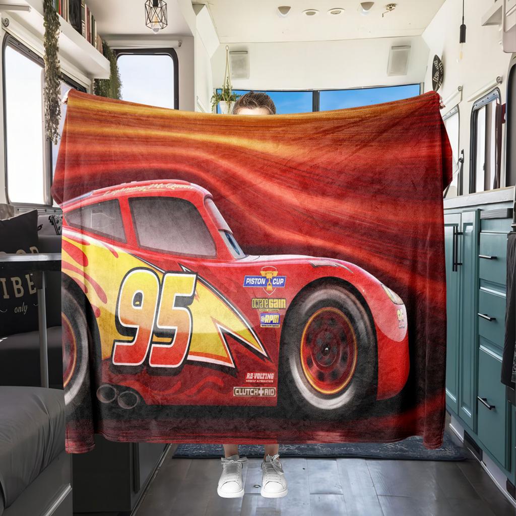 Cars Print Flannel Blanket Cartoon Style for Sofas Beds Bedrooms Chairs Travel Picnics Home Decor All Seasons New Set