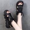 Summer New Platform Sandals Muffin Soft Sole Middle Heel with Skirt Fashionable Outer Wear Lace-up Sandals