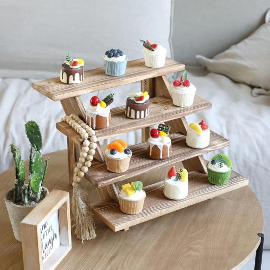 Деревянная подставка для кексов, многоярусная стойка для демонстрации десертов, складная конструкция, гладкие края, без заусенцев, простая в установке подставка для демонстрации кексов