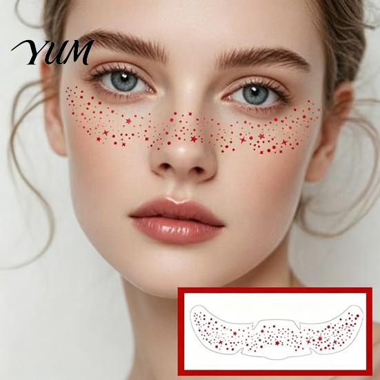 Waterproof Face Decals for Party Glitter Freckle Stickers, Temporary Tattoos with Shimmer, Easy Stage Performance Art Apply Remove, Makeup Body