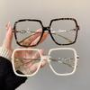 Fashion Oversized Anti-Blue Eyewear Retro Womens Metal Frame Glasses Trend Optical Computer Eyeglasses Retro Flat Light