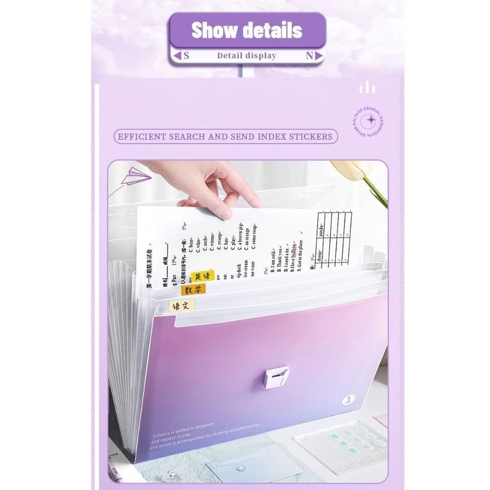 Gradient Color 13 Layer Folder Large Capacity Student Test Paper Storage Bag Office