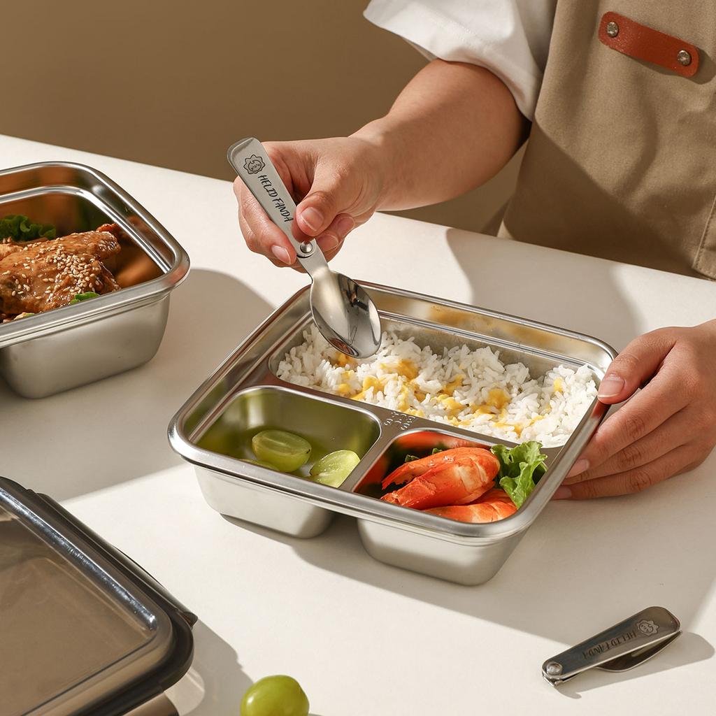 WORTHBUY Разделенный ланч-бокс бенто из нержавеющей стали 304, портативный герметичный контейнер для еды с отделениями для студентов и взрослых