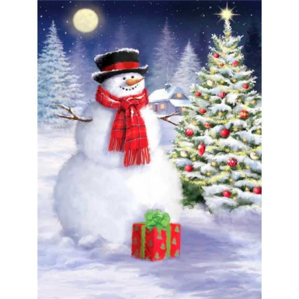 Алмазная живопись Art Full Drill Снеговик Алмазная картина Ручная работа Снежный день Diy Алмазная мозаика Картина Украшение дома Рождественский подарок