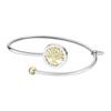 Bangle Bracelet - Lotus - Two-Tone Steel - Tree of Life - White and Yellow - Women