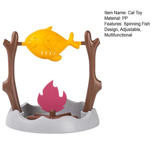 Вращающаяся рыба Диспенсер лакомств для кошек Интерактивная игрушка для кошек «Рыба на гриле у костра» Веселая медленная кормушка Обогащающая игрушка для домашних кошек Игра Тренировка