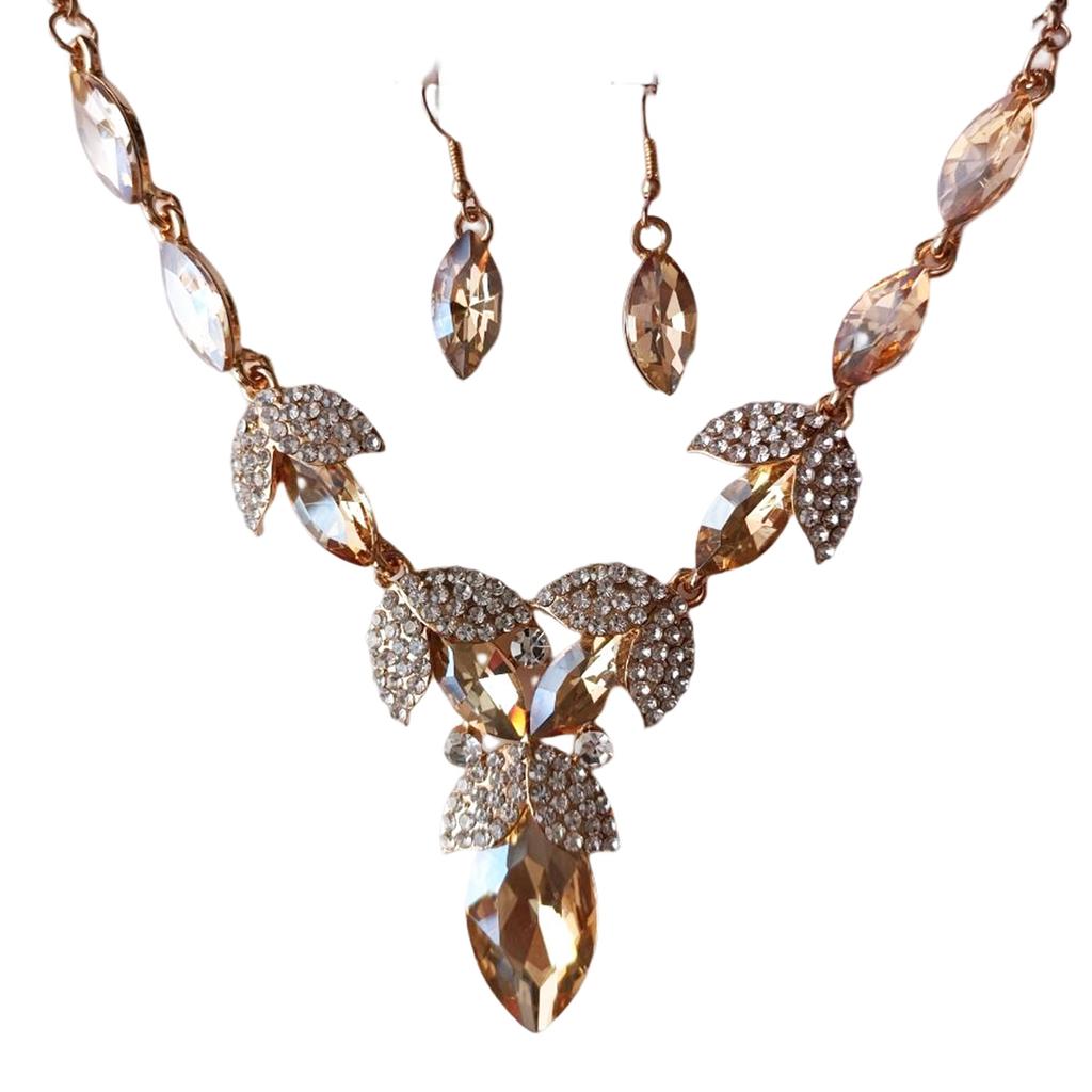 Les Trésors De Lily [R7368] - Designer Set 'Sissi' Champagne White (necklace + Buckles) - Pattern 12x5cm