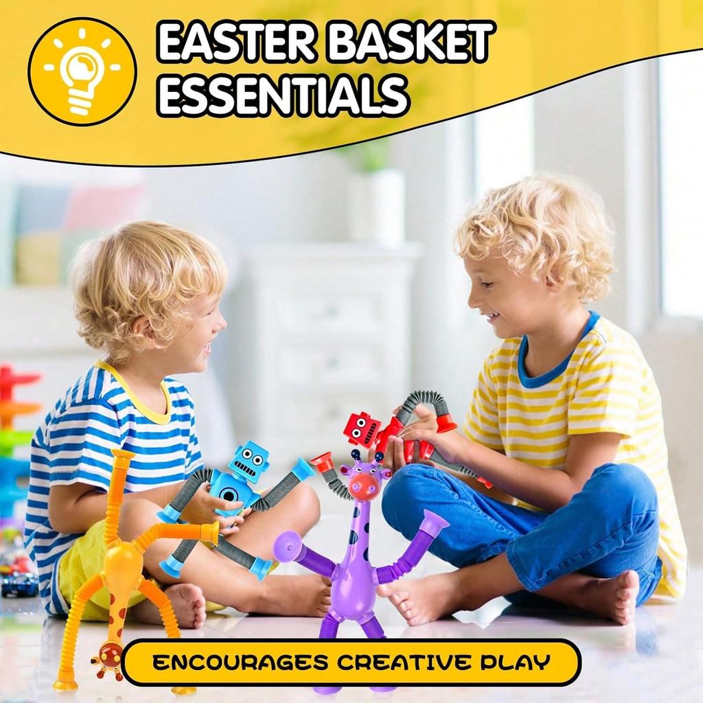 4 Pcs Telescopic Suction Cup Robot Toy, Coolest Pop Tubes Sensory Toys For ToddlersEducational Fidget Toys Robot Party Favors,Perfect Holiday Gift