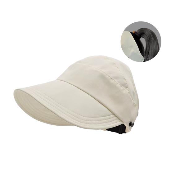 Солнцезащитные шляпы для женщин с широкими полями, защитой от ультрафиолета, козырек, летняя пляжная регулируемая кепка с конским хвостом, складная кепка для рыбалки, походов