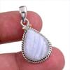 Natural Blue Lace Agate Gemstone Handmade 925 Solid Silver Pendant 1.25'' L3p19