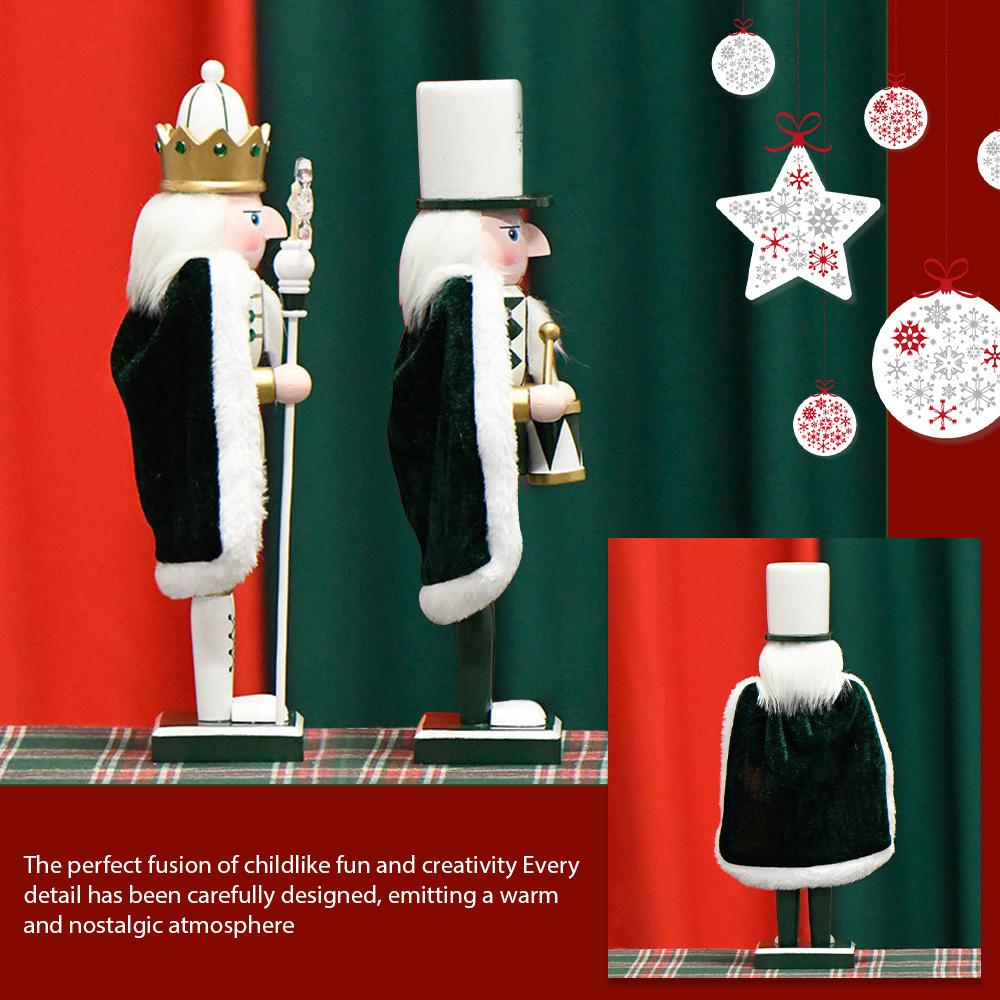 30CM Nutcracker Miniature Wooden Nutcracker Puppet Ornament Desktop Decoration Cloak Walnut Soldier Christmas Home Decoration