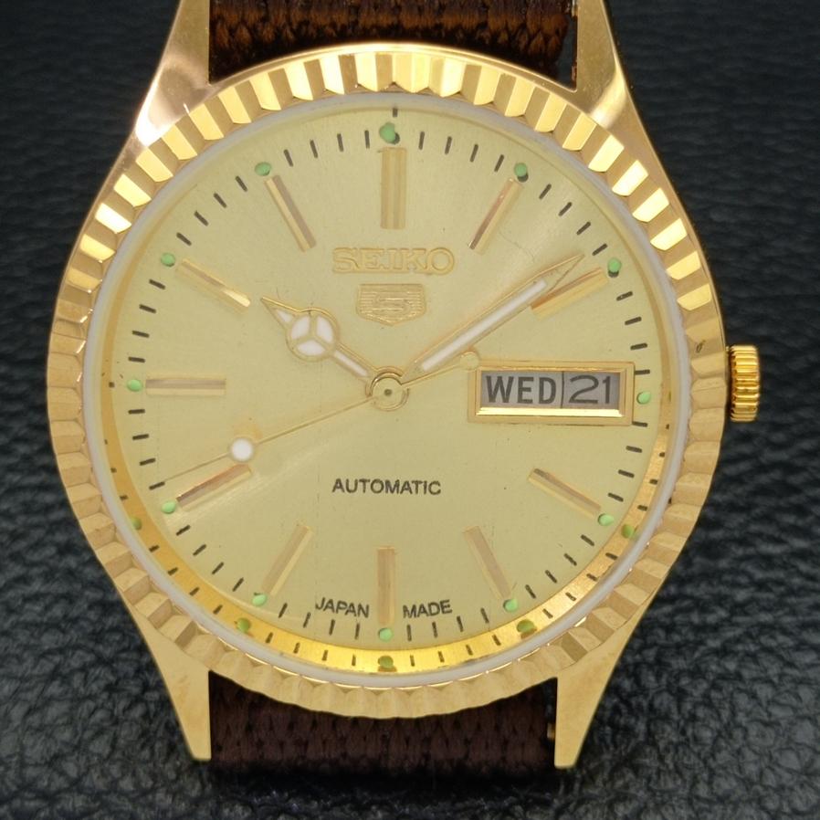 ВОССТАНОВЛЕННЫЕ ВИНТАЖНЫЕ SEIKO 5 AUTO 6309A ЯПОНИЯ МУЖСКИЕ ЗОЛОТЫЕ ЧАСЫ С ЦИФЕРБЛАТОМ a425917-2