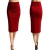 Ladies Plain Office Women Stretch Bodycon Midi Jersey Pencil Skirt