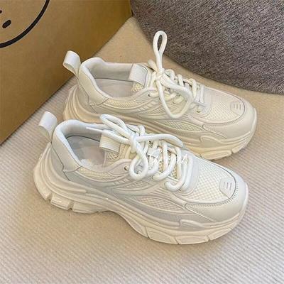 Корейская версия показывает ноги кроссовки папины кроссовки женские 2025 осень новая универсальная платформа белые туфли высококлассные повседневные спортивные туфли