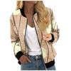 Jackets For Women Long Sleeve Lightweight Zip Up Cropped Fashion Print Outerwear Casual Quilted Jackets Whith Pockets