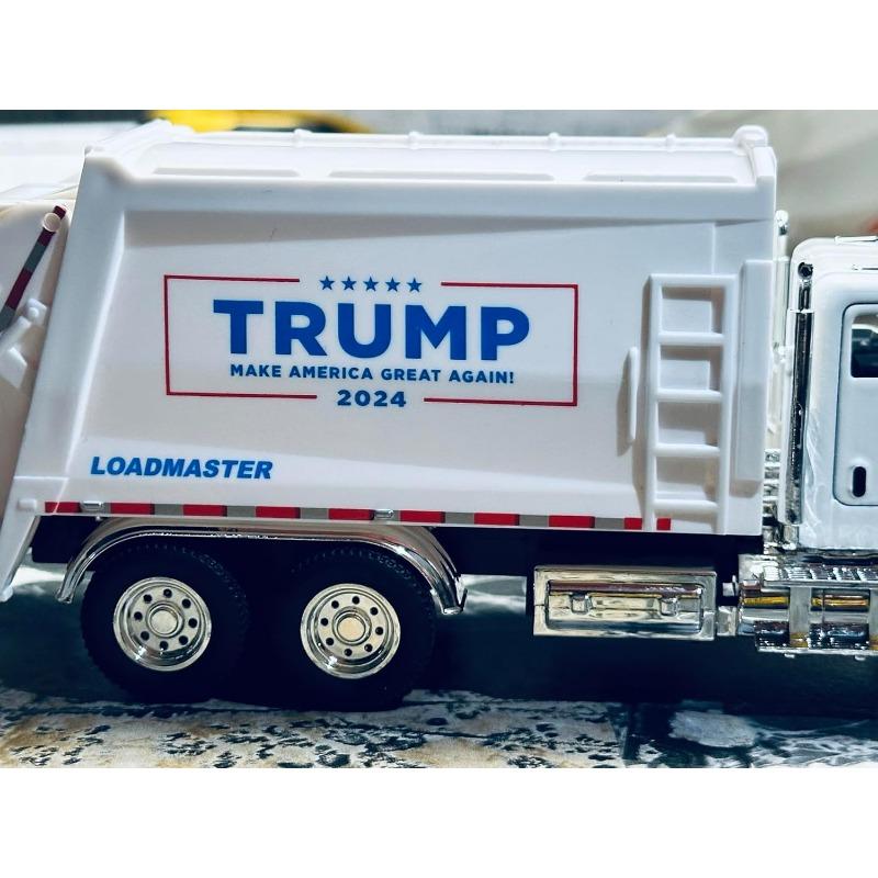 Patriotic Pull-Back Garbage Truck Toy,Trump Garbage Truck Collectibles,ABS Plastic Vehicle for Kids, Fun Collectible Car for Pretend Play and Racing