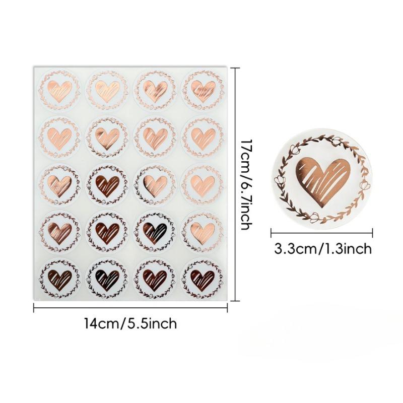 100pcs/5 Sheets Valentine's Day Heart-Shaped Adhesive Stickers - Elegant Self-Stick Seals for Wedding Invitations,Gift Wrapping