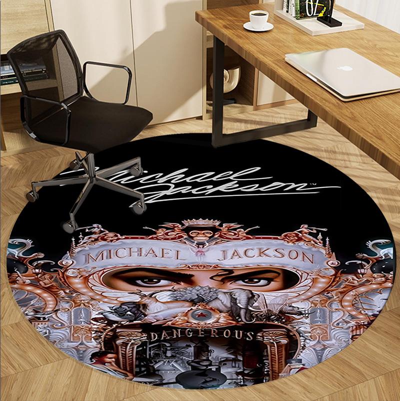 Michael Jackson Pattern Round Rug, Indoor/Outdoor Mat, for Picnic, Gameroom, Bedroom, Office, Living Room, Home Decor Carpet, Birthday Gift