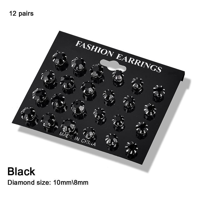 12 пар/компл. изысканный элегантный свадебный комплект серег-гвоздиков, очаровательные простые женские серьги с цирконом, комплект ювелирных аксессуаров, подарки XYZ
