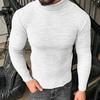 Мужской свитер осень-зима, трикотажный облегающий свитер с высоким воротником, эластичный топ, однотонный повседневный спортивный свитер