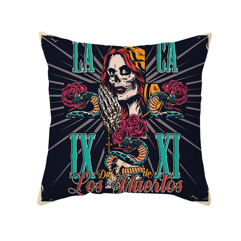 Halloween Cartoon Skull Spider Demon Bat Decorative Pattern Pillow Case Bedroom Living Room Sofa Cinema Garden Throw Pillow Case
