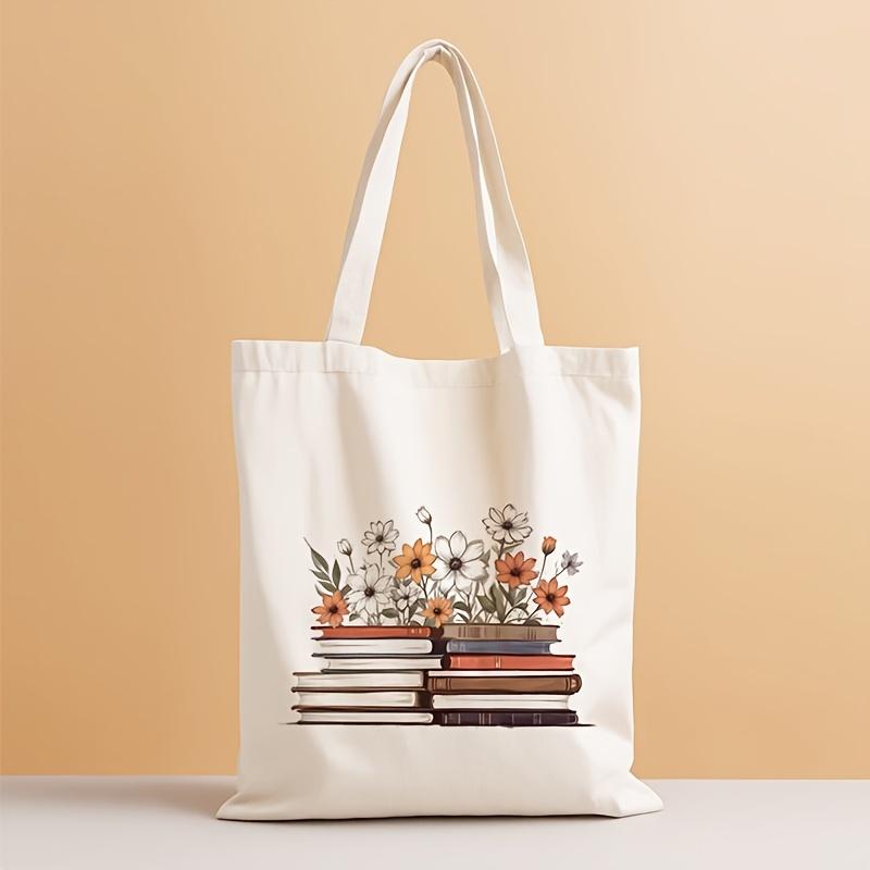 Durable Canvas Tote Bag Death Poet Society Dark College Pattern Book and Flower Shoulder Bag Shopping Foldable