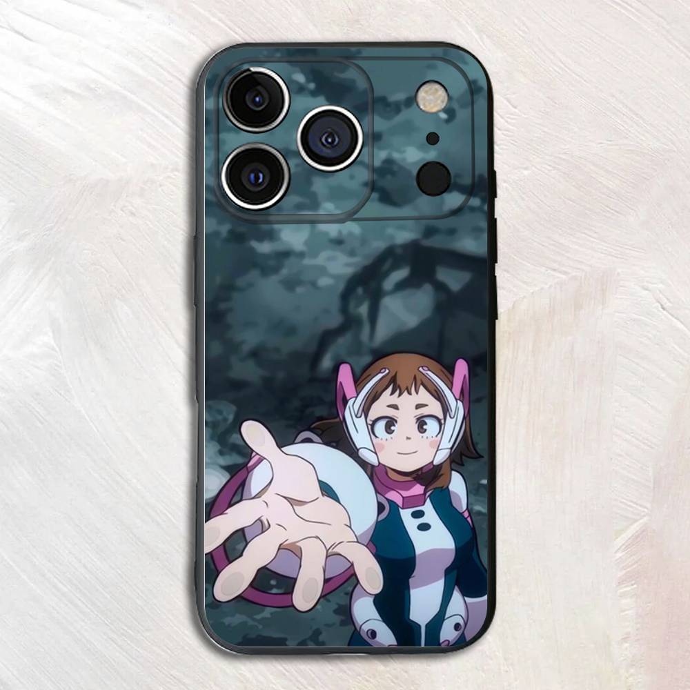 Аниме Фигурка O-Очако U-Урарака Черный Чехол для Телефона Для iPhone 17,16,15,14,13,12,13,11 Pro Max Plus mini Силиконовый Мягкий Задний Чехол