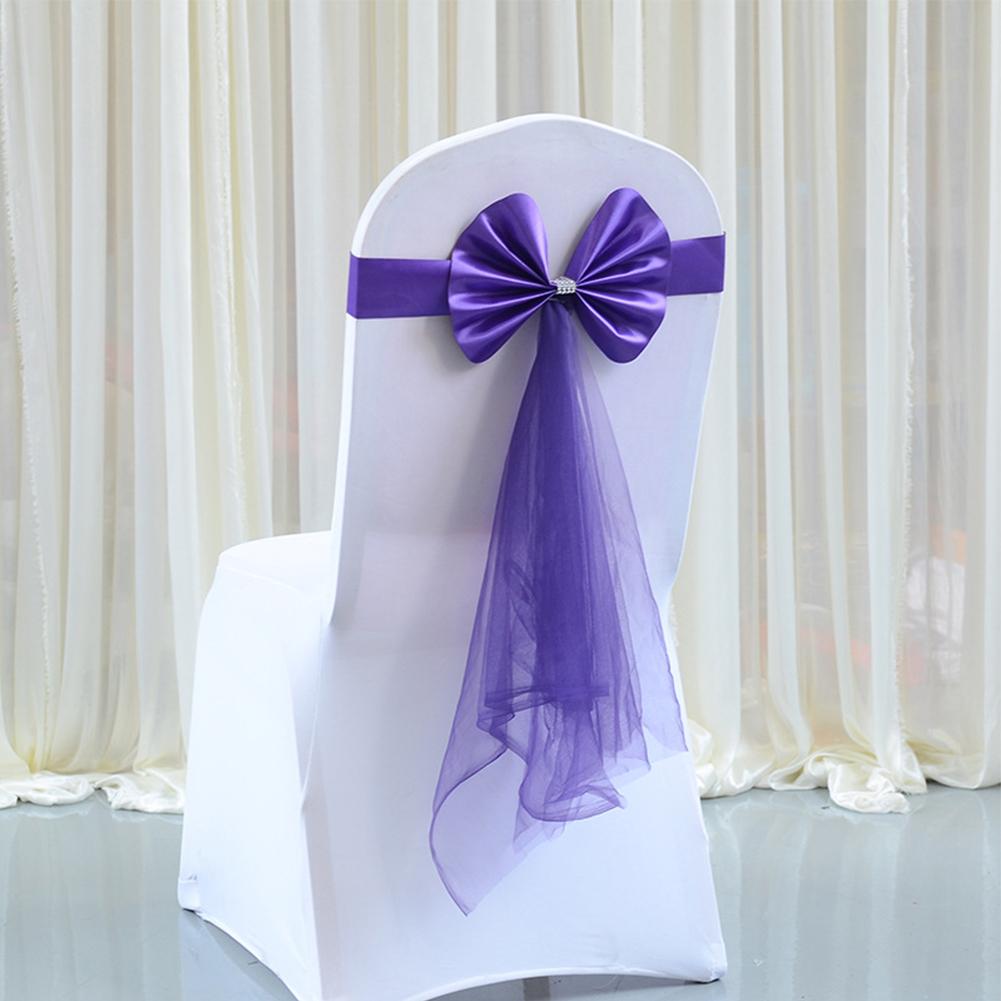 10Pcs Organza Chair Sashes Knot Bands Chair Bows For For Wedding Party Banquet Event Country Wedding Chair Decoration