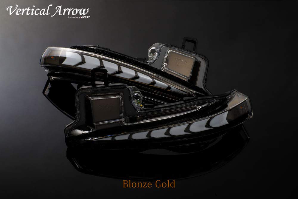 AVEST VerticalArrow Sequential Door Mirrors with LED Turn Signal Lenses for Toyota Hiace 200 Series Covers with Inner Bronze Gold and White LEDs (6th