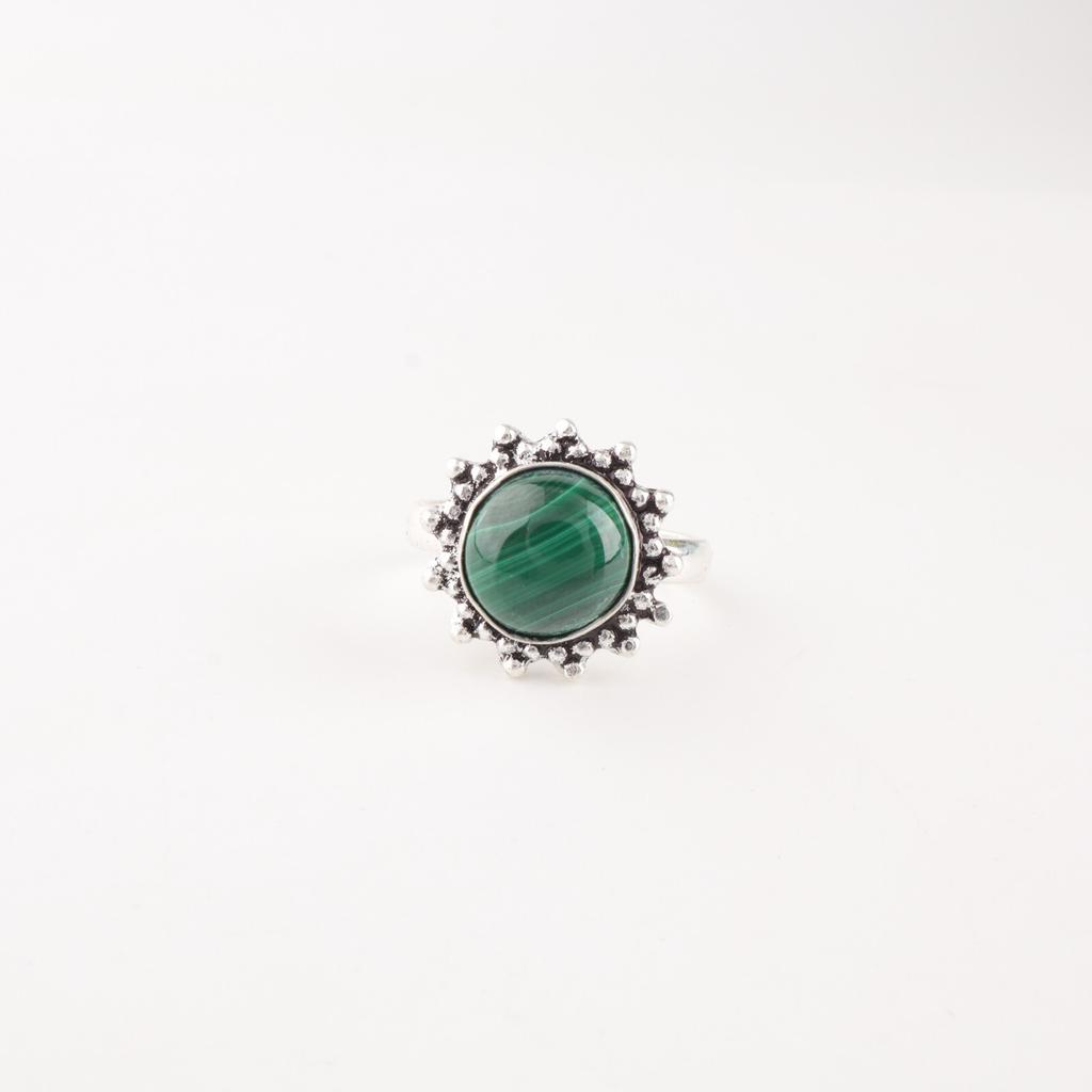Natural Malachite Gemstone 925 Sterling Silver Jewelry Handcrafted Stylish Ring RR-7-27