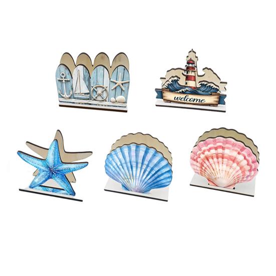 Ocean Themed Wooden Napkin Holder for Table, Summer Coastal Napkin Dispenser, Rustic Tissue Holder for Kitchen, Dining Room