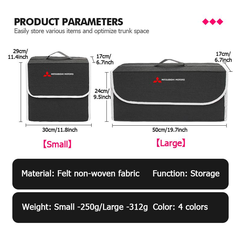 xkhr10 Car Foldable Felt Trunk Storage Bag Large Capacity Organizer Box Accessorie For Mitsubishi Outlander Pajero Sport Lancer Eclipse
