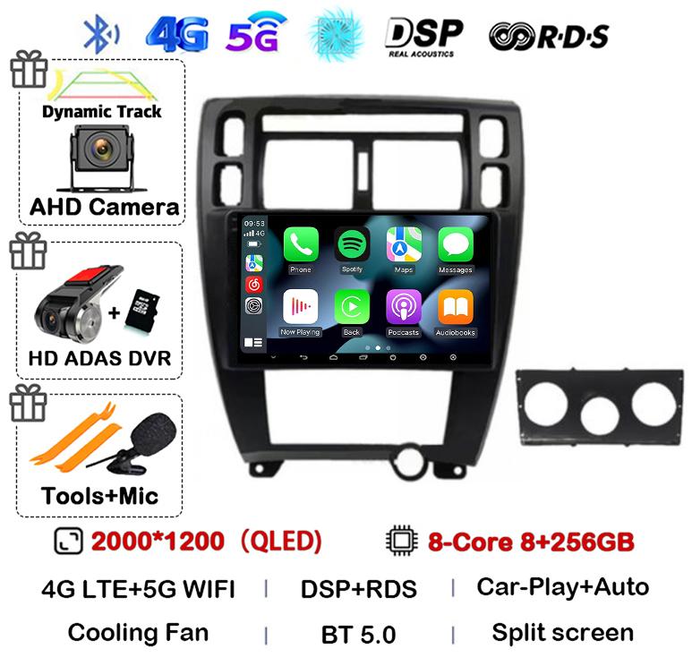 Android 14 Carplay Auto WIFI+4G Для Hyundai Tucson 2004 2005 2006 2007 2008 2009 Автомагнитола Мультимедийный Стерео Видеоплеер GPS BT