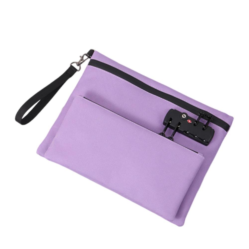 Waterproof Locking File Pouch Password Lock Passport Wallet Document Storage Bag Business Use