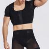 Men's High Elastic Breathable Body Shaping Vest With Front Button Chest Short Sleeve Shaping Tight Vest