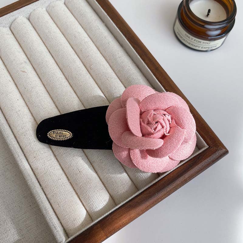 Корейская розовая бархатная камелия заколка-краб для волос для женщин винтажная элегантная в форме цветка зажим-акула головной убор аксессуары для волос