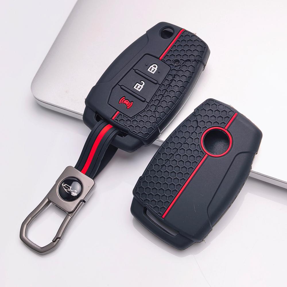 Key Fob Cover for SsangYong Korando Actyon Kyron Rexton Tivoli Musso with Keychain Anti-Scratch Guard Shockproof Protection Soft Grip Texture