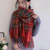 Winter Women's Long Plaid Scarf Outer Wear Girl Couple Double-sided Versatile Neck Warmer Korean Style Shawl Student Fresh Look