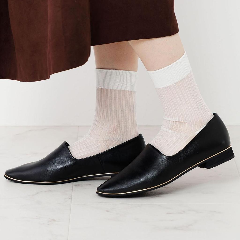 Himiko Metal Line Soft Leather Flat Pumps / 653101 Black 240