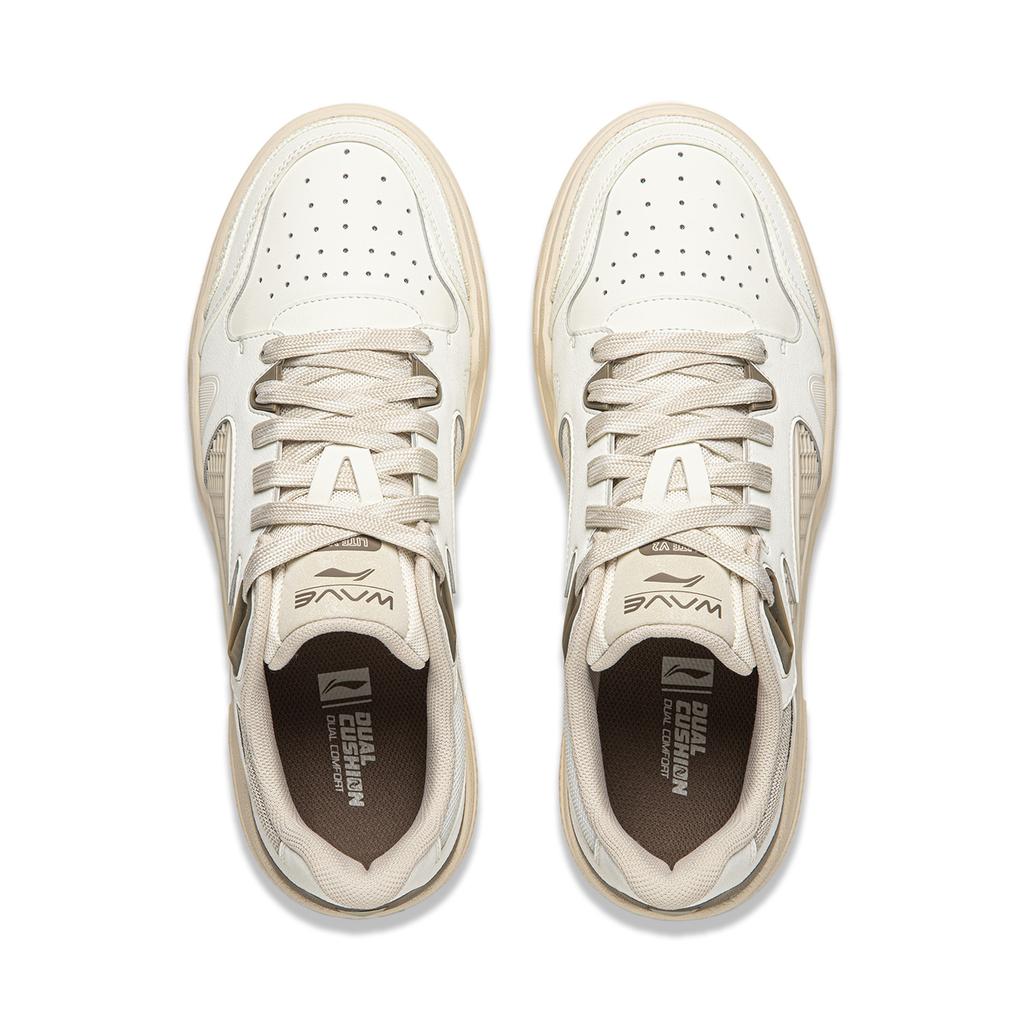 Li Ning Wave LITE Lightweight Abrasion Resistant Low top Skateboard Shoes Unisex Champagne White Oak Brown AGCW377-2