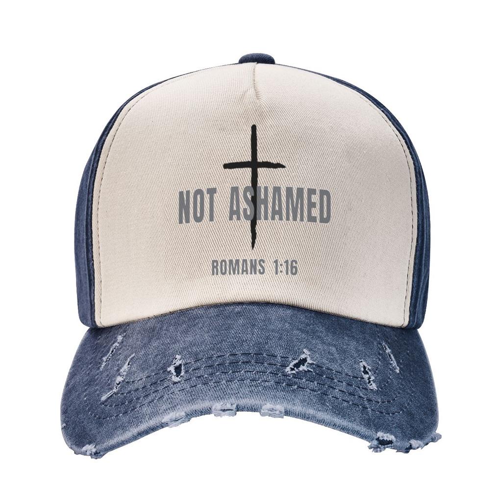 Not Ashamed Of The Gospel Trucker Hat Merch Vintage Distressed Denim Romans 1 16 Baseball Cap For Unisex Style Adjustable