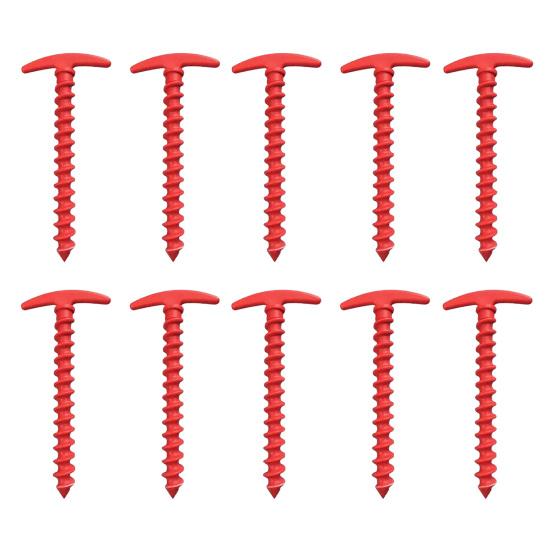 10Pcs Plastic Screw-in Tent Stake, Heavy Duty T-shaped Canopy Tent Peg, Windproof Spiral Ground Stake for Outdoor Camping Hiking Garden