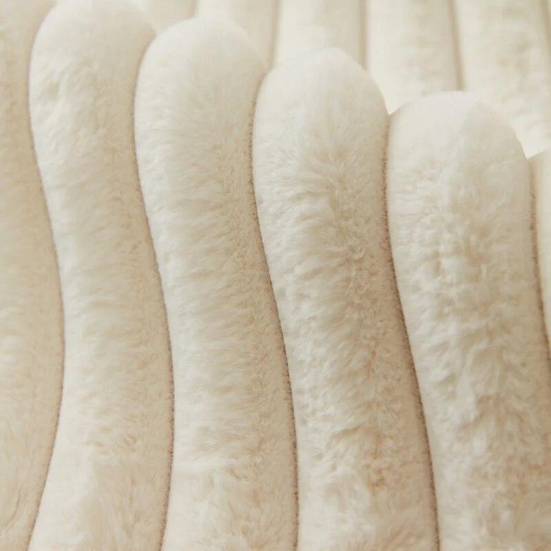 Super Soft Rabbit Plush Quilted Sofa Towel Winter Warm Thick Plush Couch Cover L-shaped Sectional Anti-slip Sofa Cover