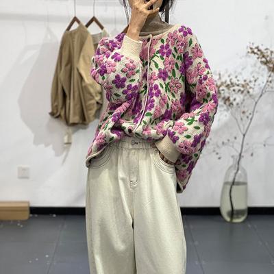 Mori Girl Sweet Heavy Jacquard Свитер Куртка Женская Весенняя Свободная Плюс Размер Ленивый Ветер Вязаный Кардиган