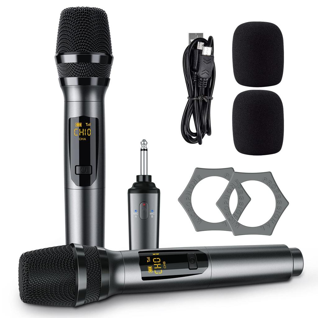 LEKATO K380S беспроводной перезаряжаемый динамический микрофон UHF с техническим соответствием, отлично подходит для вечеринок с микрофоном, микрофоном, приемником 6,35 мм,