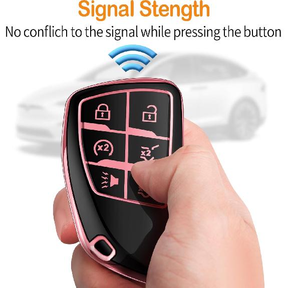 Sindeda Чехол для ключа-брелока Chevy с брелоком Мягкий Полная защита Чехол для ключа Чехол для ключа Совместим с -2025 GMC Yukon Tahoe Suburban 1500 2500HD