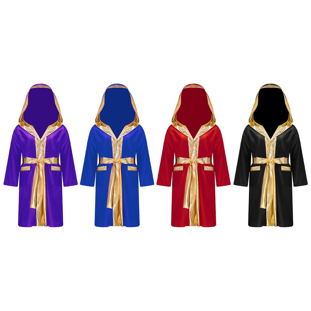 Kids Boxer Cosplay Uniform Set Costume Hooded Cloak Robe Boxing Fight Gown Role Play Outfits Halloween Carnival Party