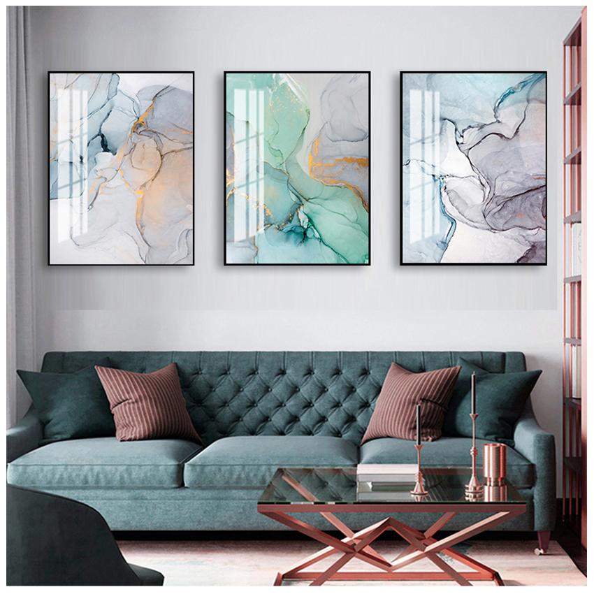 Настенные картины с геометрическим принтом, Декор для гостиной, постер, декоративный мрамор, абстрактная картина на холсте, алкогольные чернила, плакаты и принты, без рамки