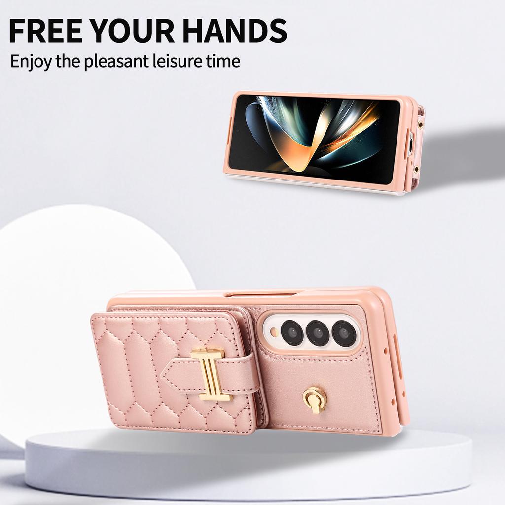 Чехол-кошелек на ремешке через плечо для Samsung Galaxy Z Fold 7 6 5 4 3 Fold7 Fold6, обложка-книжка с ремешком на запястье, кожаный держатель для карт